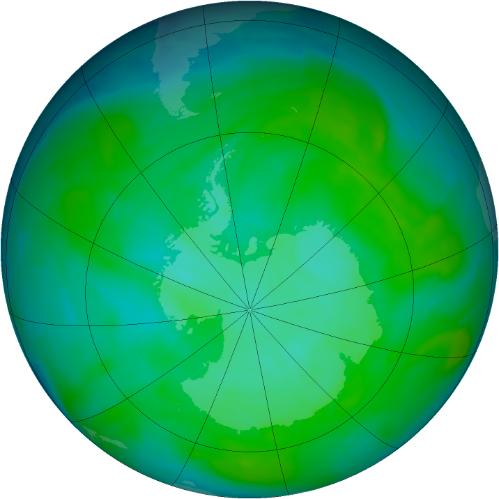 Antarctic ozone map for 19 December 2013